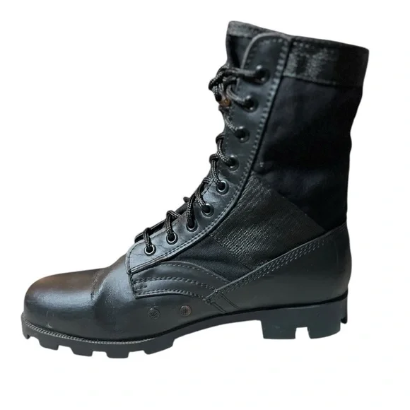 🖤 Black Leather Combat BootsMen’s 13W ‎ Lace-Up Lug Sole